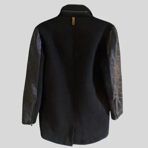 Mackage Moto Coat Jacket Women's Size XS Black Wool Leather Winter Quilted Chic